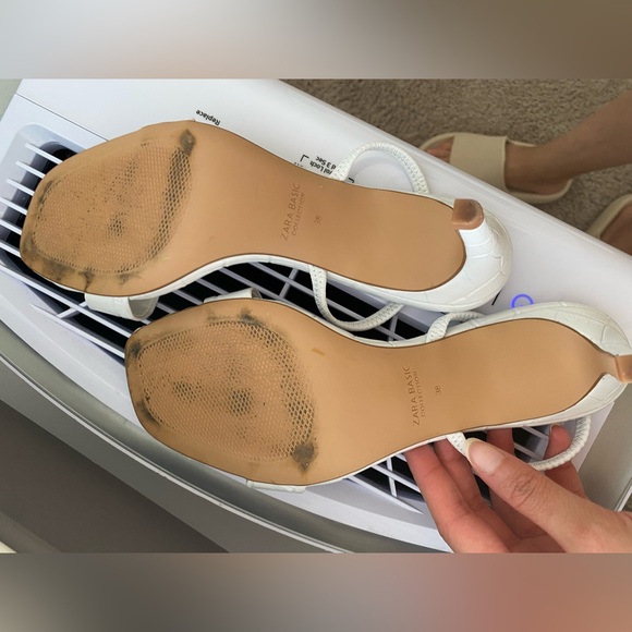 Zara Animal White Leather High Heeled Elastic Slingback Sandal size 38 / 7.5 - Picture 15 of 16